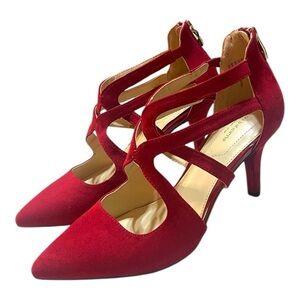 Liz Claiborne Ruby Red Crisscross Kitten Stiletto 3” Heels Women’s Size 9.5M